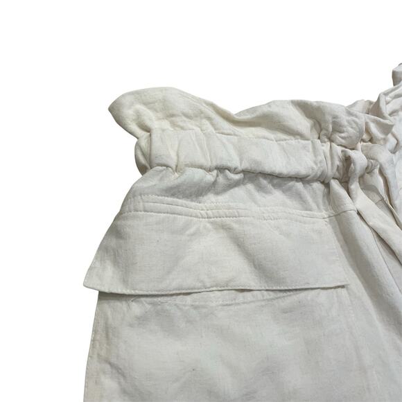 ZARA Linen Blend Cream Ruffle Shorts, Womens M, Lagenlook Coastal Boho Preppy - Picture 3 of 7